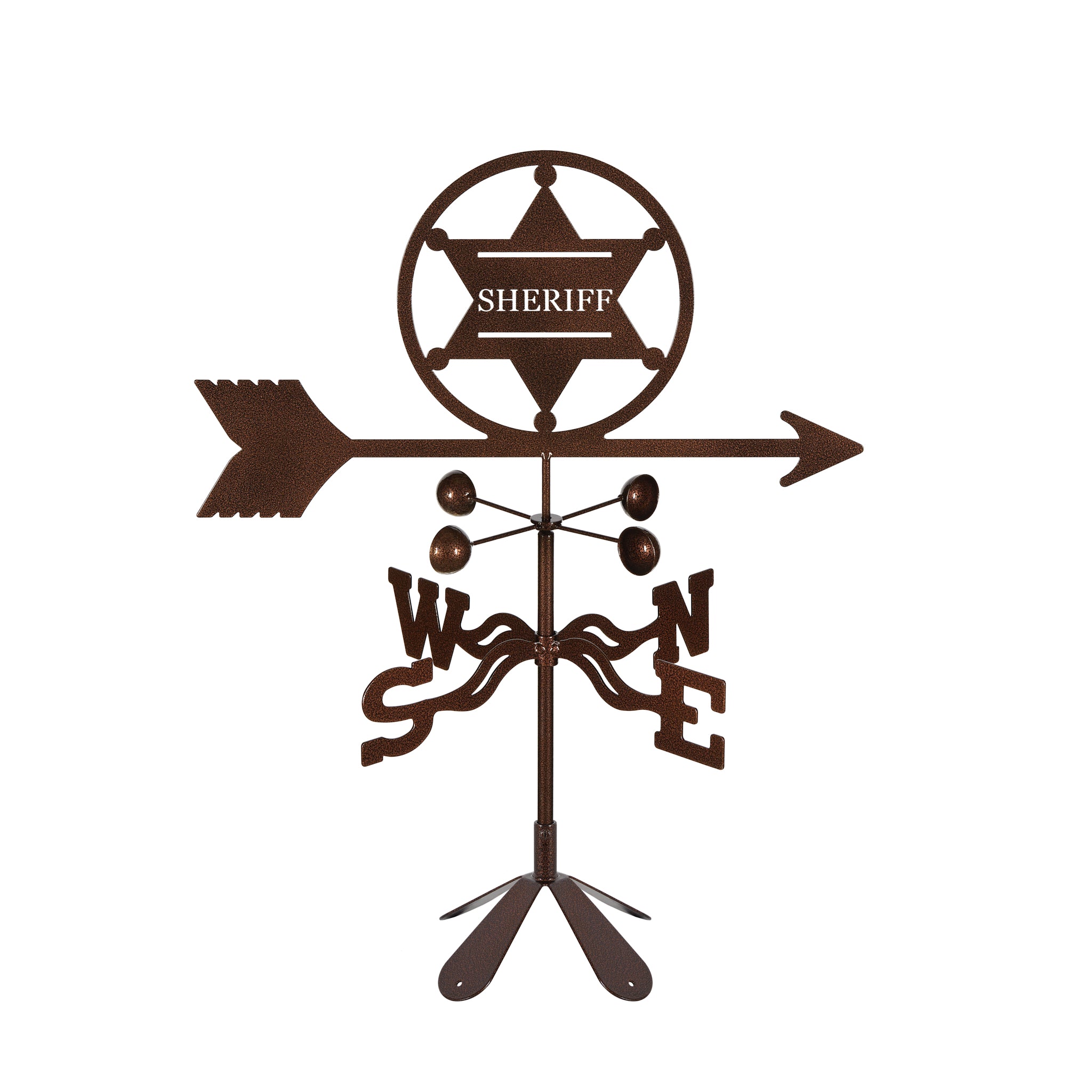 Sheriff 6 pt. Badge Weathervane 4 Sided Mount