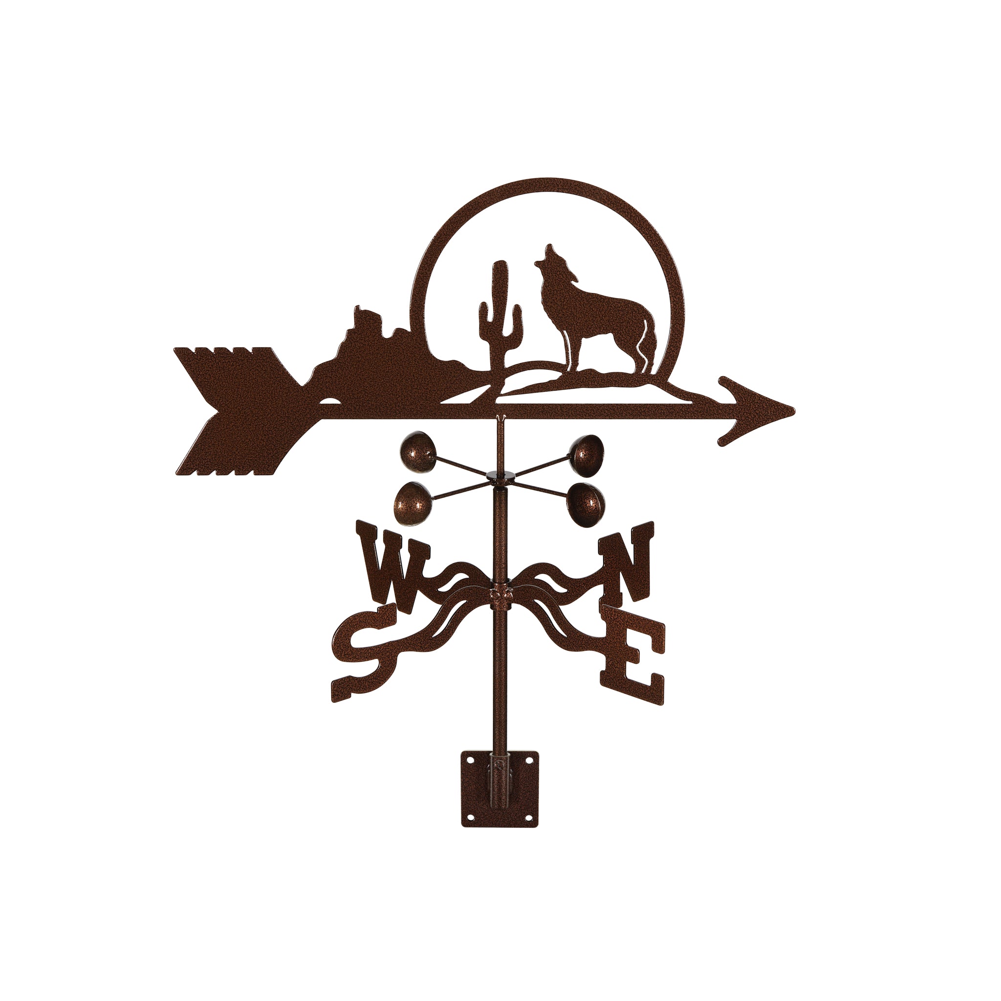 Coyote with Cactus Weathervane Post Mount