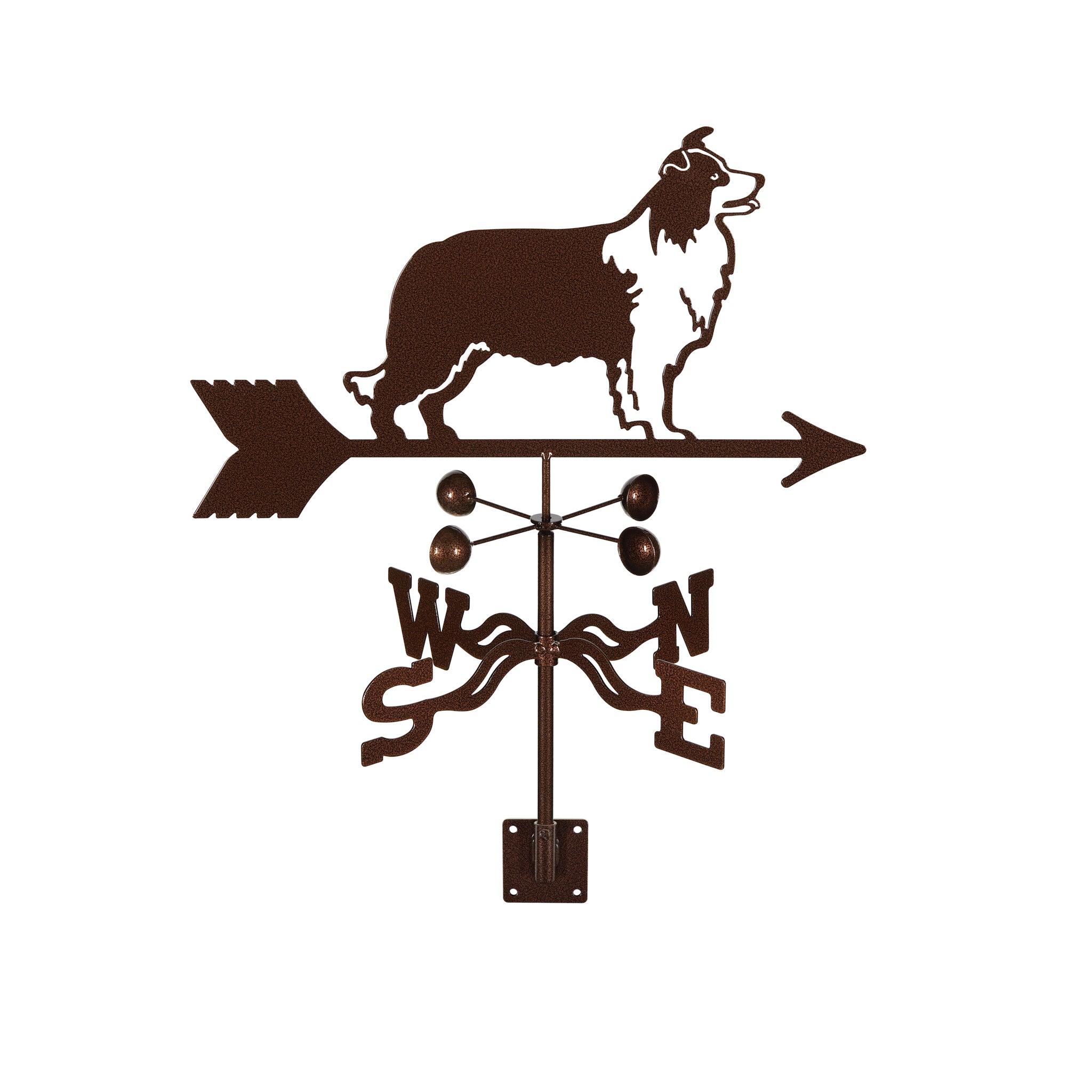 Border Collie Weathervane Post Mount