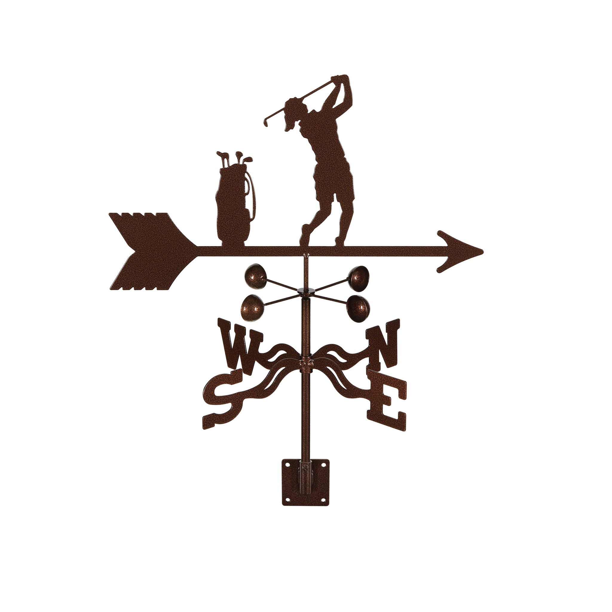 Female Golfer Weathervane Post Mount