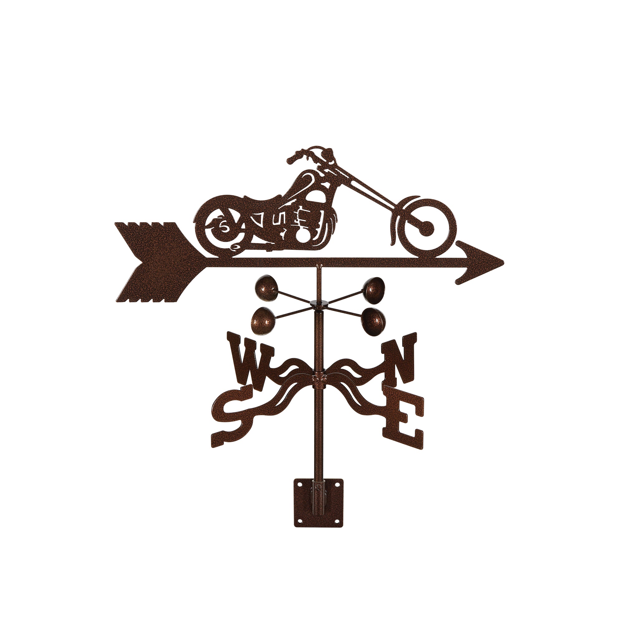 Chopper Motorcycle Weathervane Post Mount