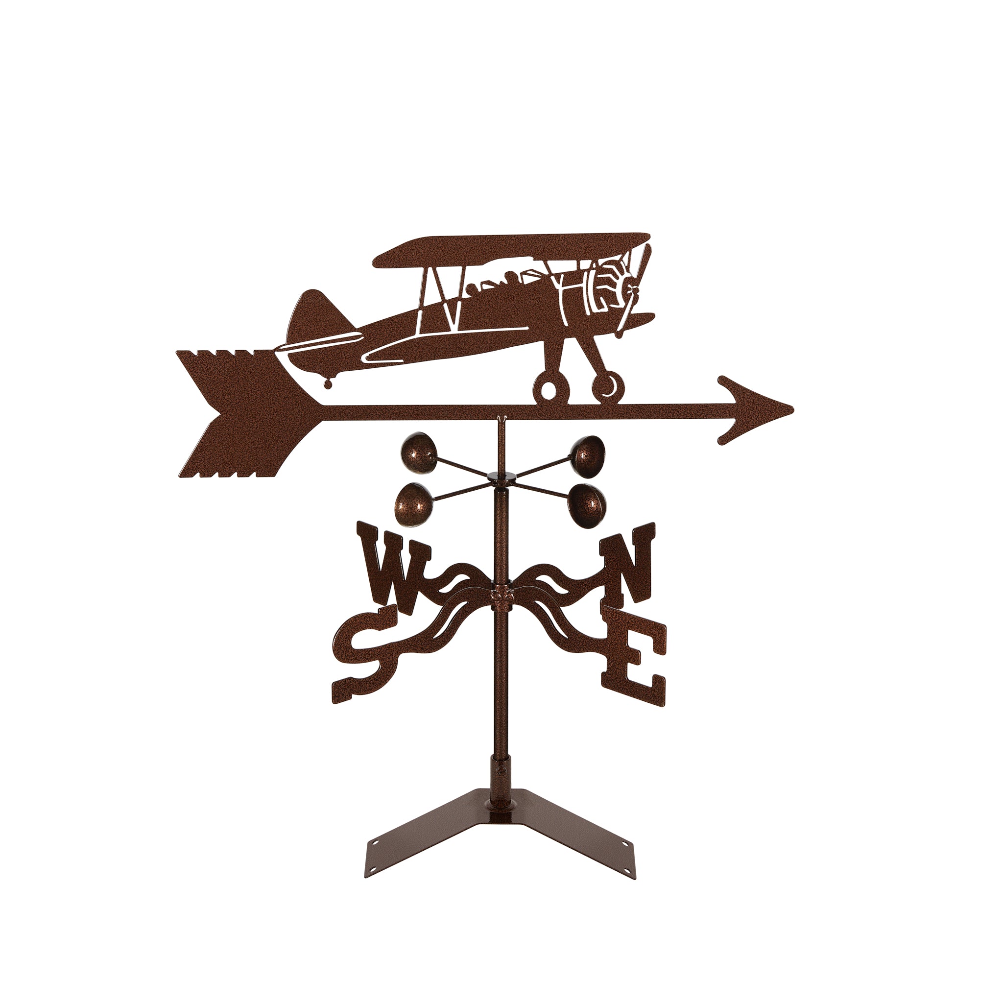 Bi-Plane Airplane Weathervane Roof Mount