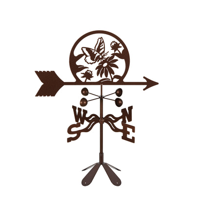 Butterfly & Flowers Weathervane 4 Sided Mount