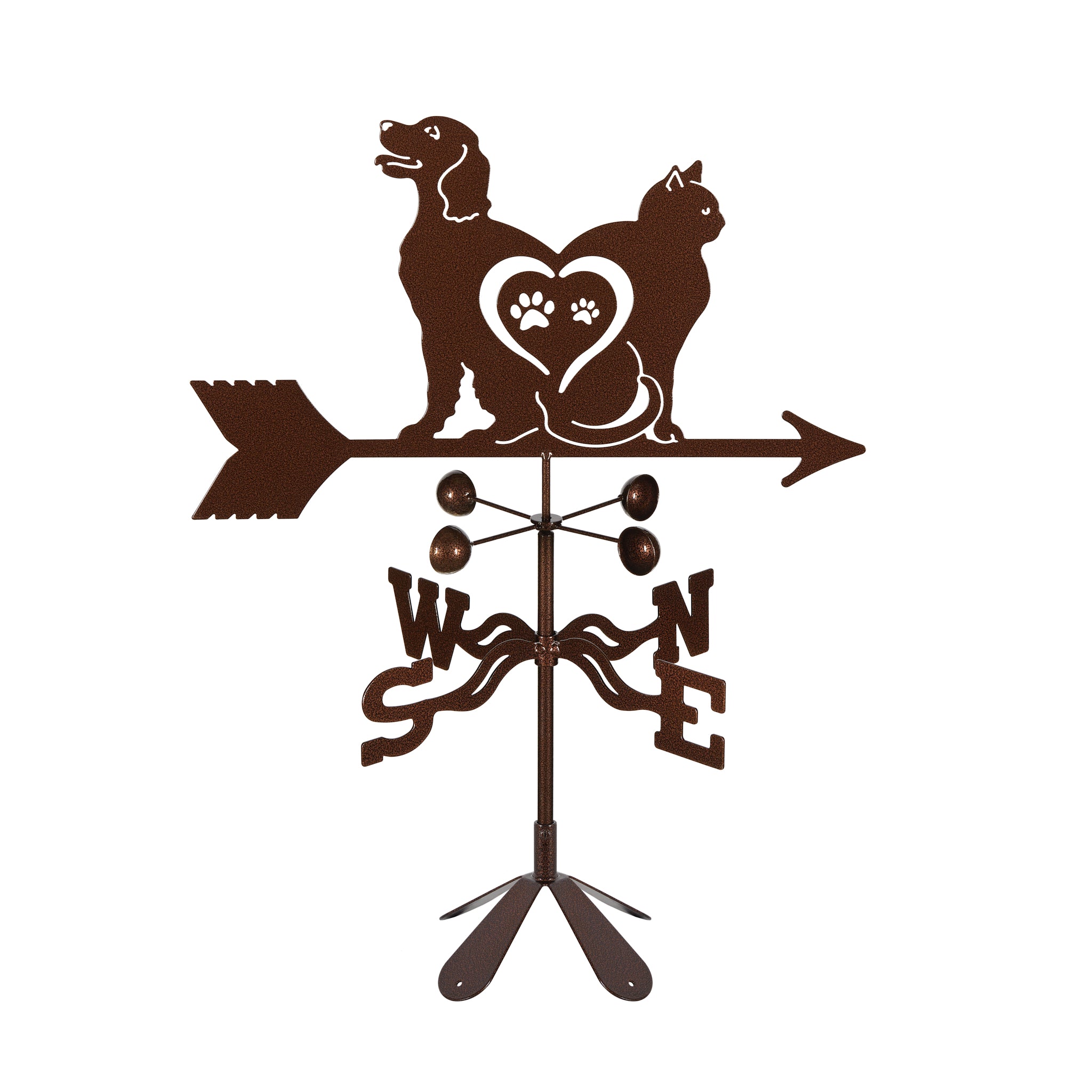 Cat and Dog (Love) Weathervane 4 Sided Mount