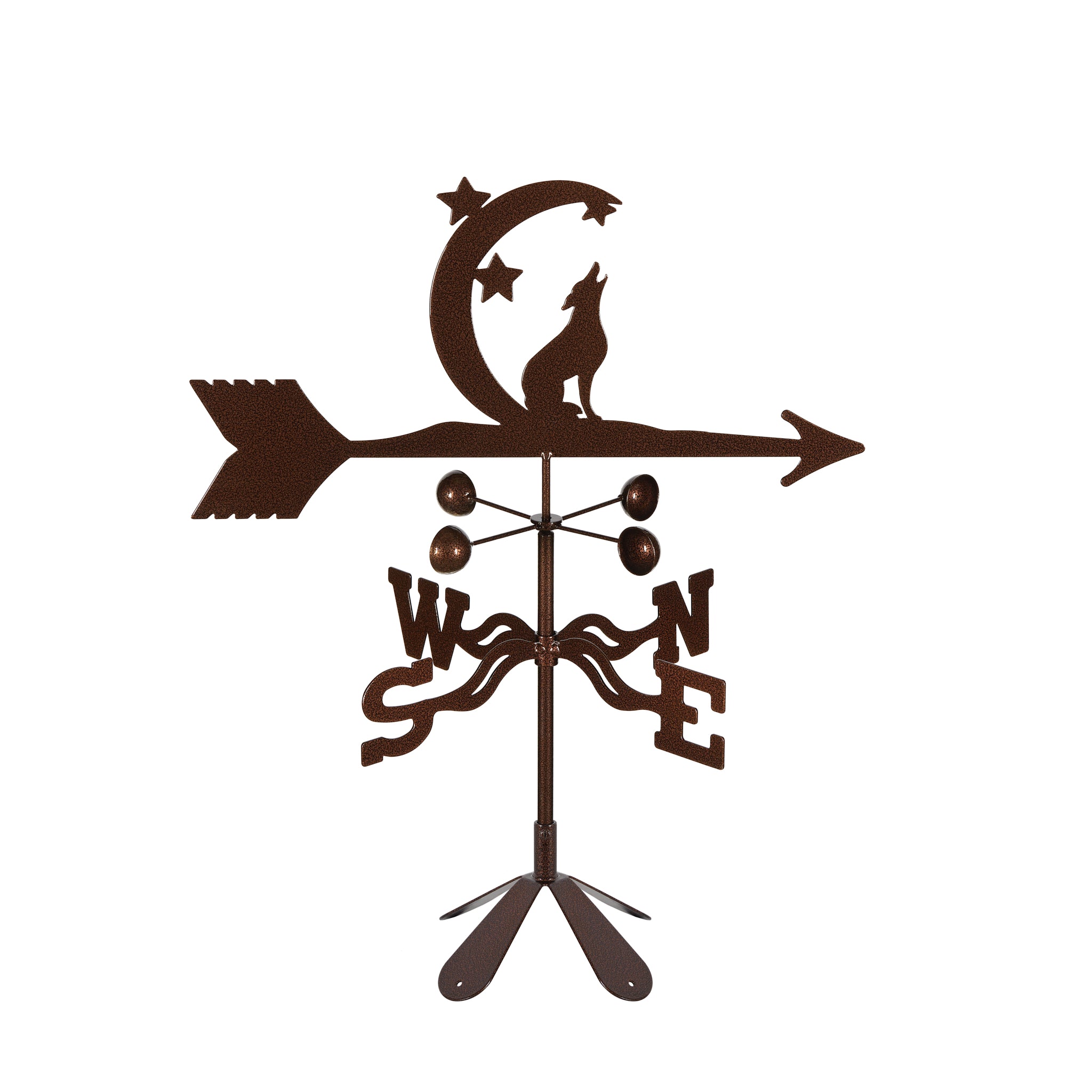 Coyote with Moon & Stars Weathervane 4 Sided Mount