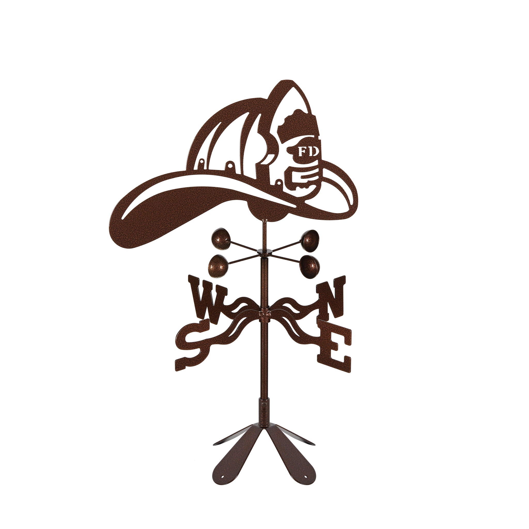 Fire Helmet Weathervane 4 Sided Mount