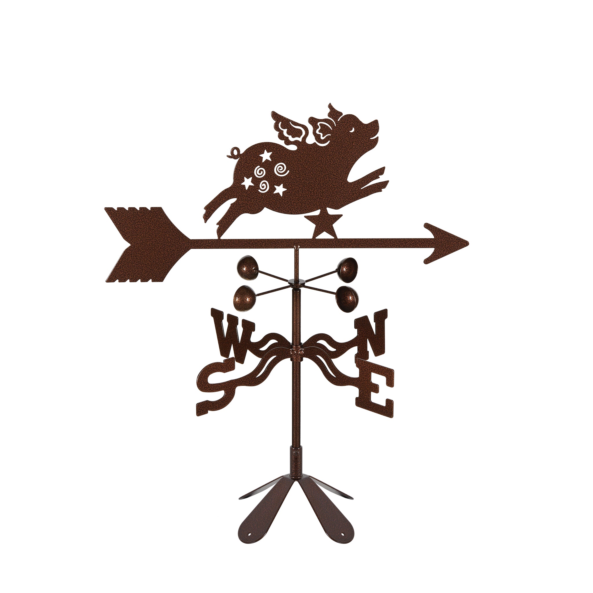 Flying Pig Weathervane 4 Sided Mount