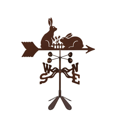 Rabbits with Fence Weathervane 4 Sided Mount