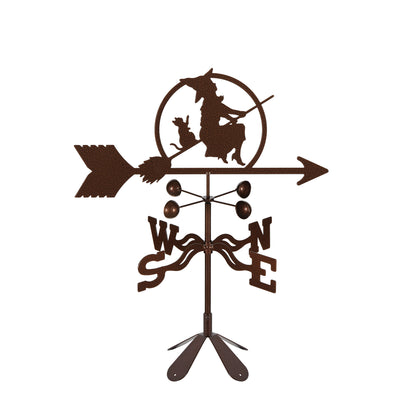Witch On Broom Weathervane 4 Sided Mount