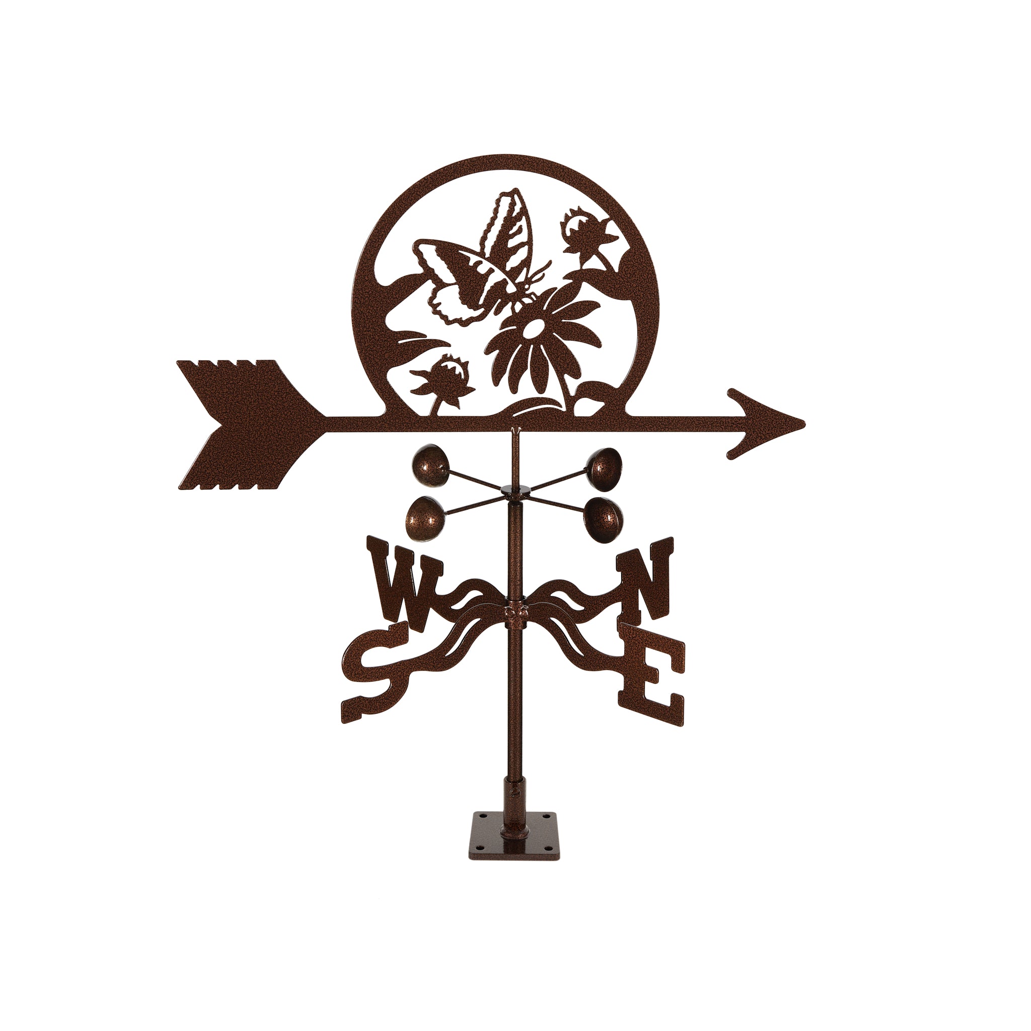 Butterfly & Flowers Weathervane Deck Mount