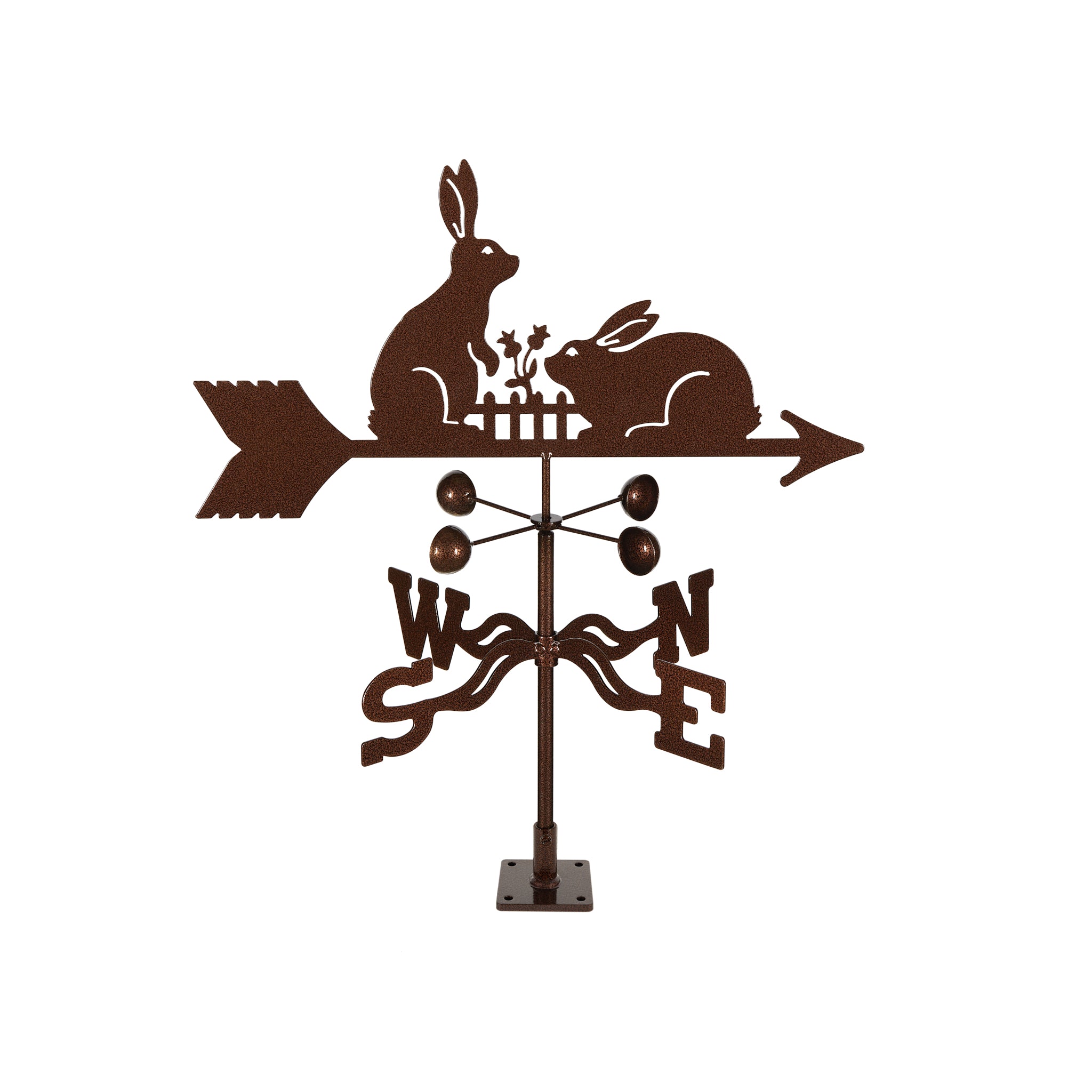 Rabbits with Fence Weathervane Deck Mount
