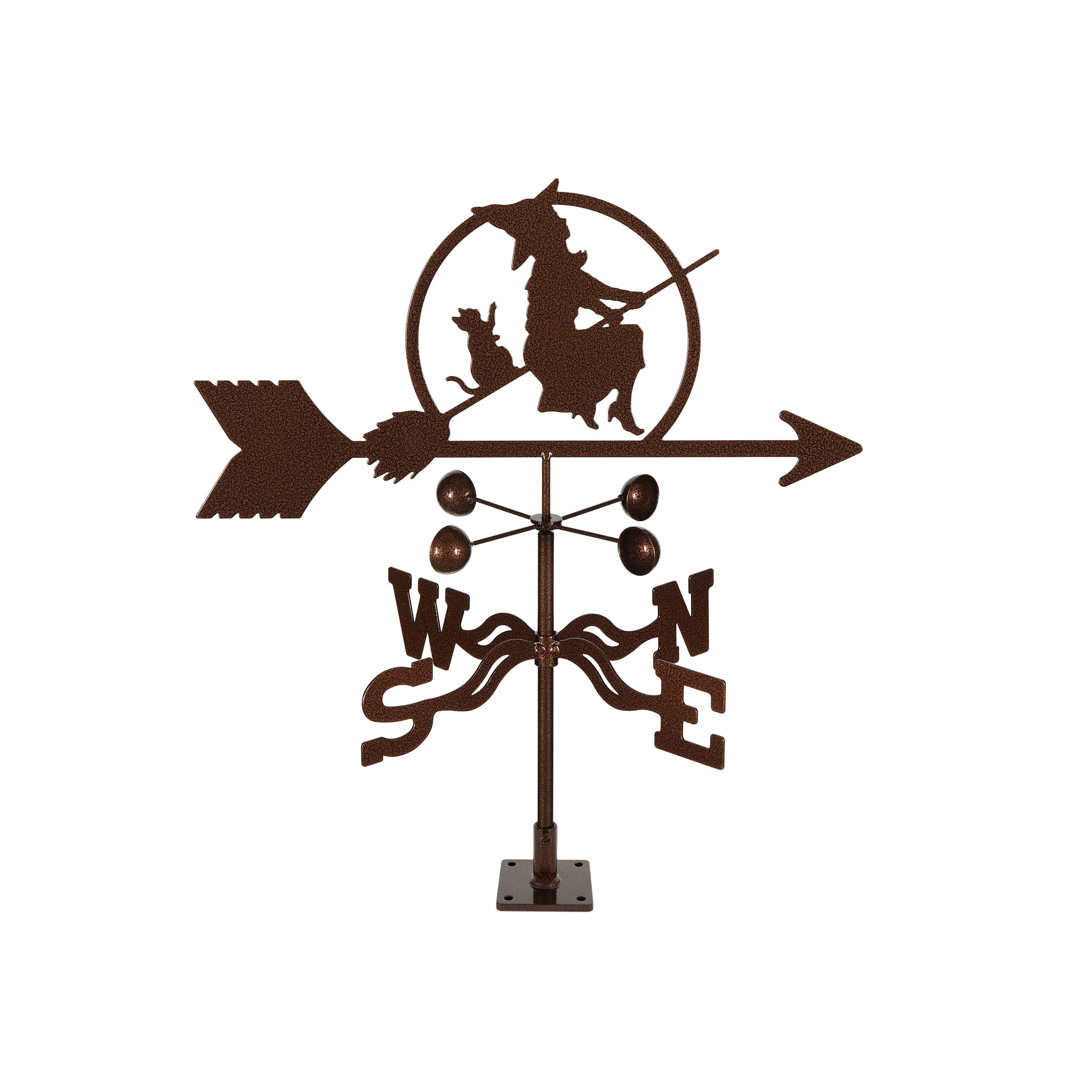 Witch On Broom Weathervane Deck Mount