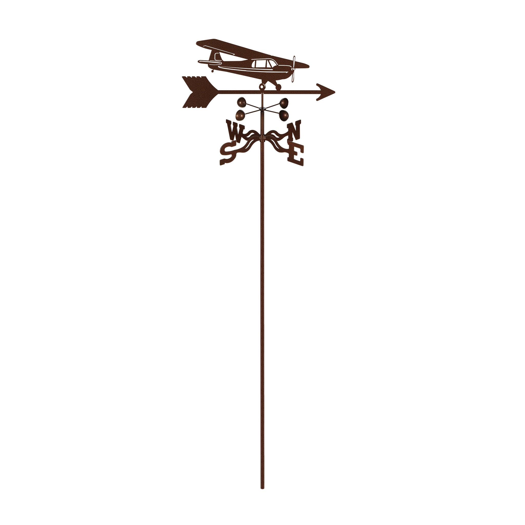 Hi-Wing Airplane Weathervane Garden Mount