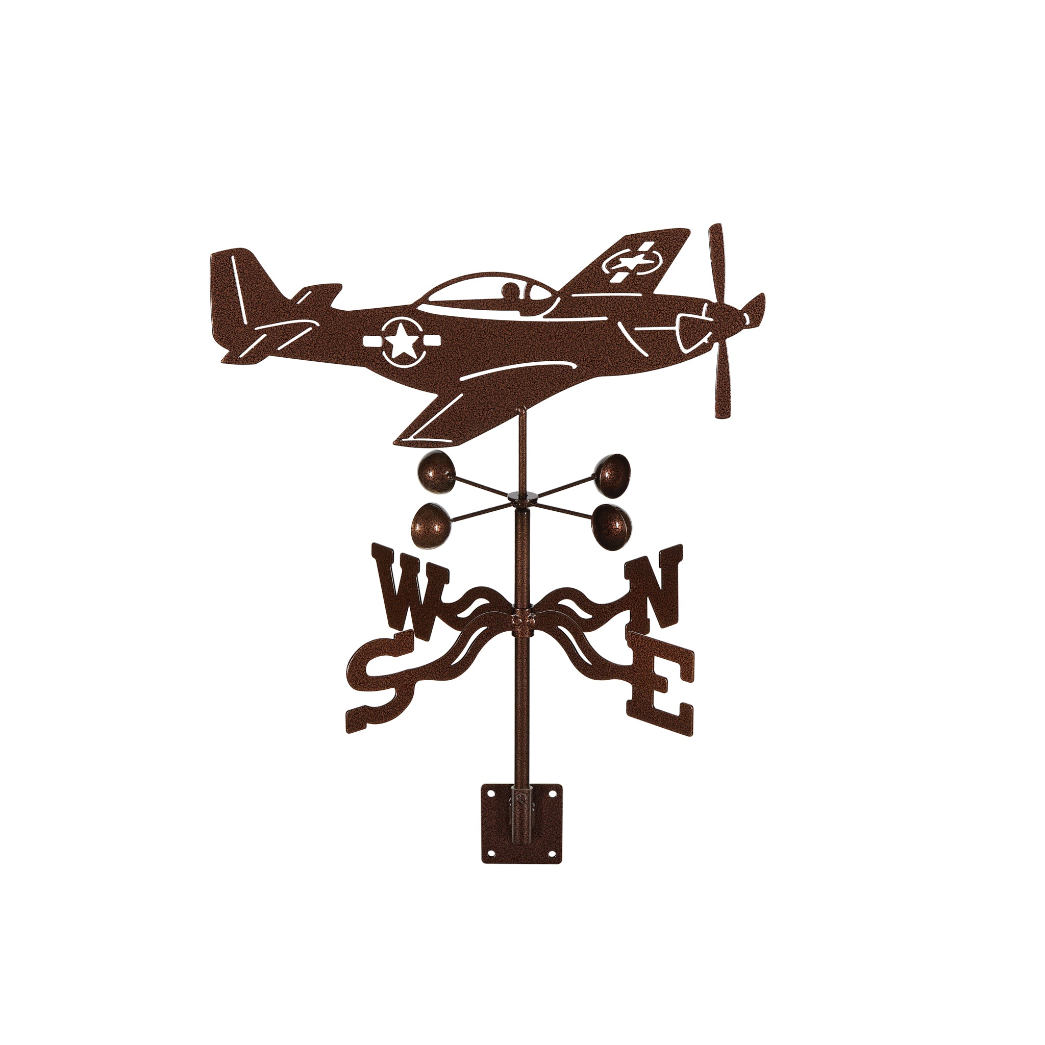 P-51 Mustang Airplane Weathervane Post Mount