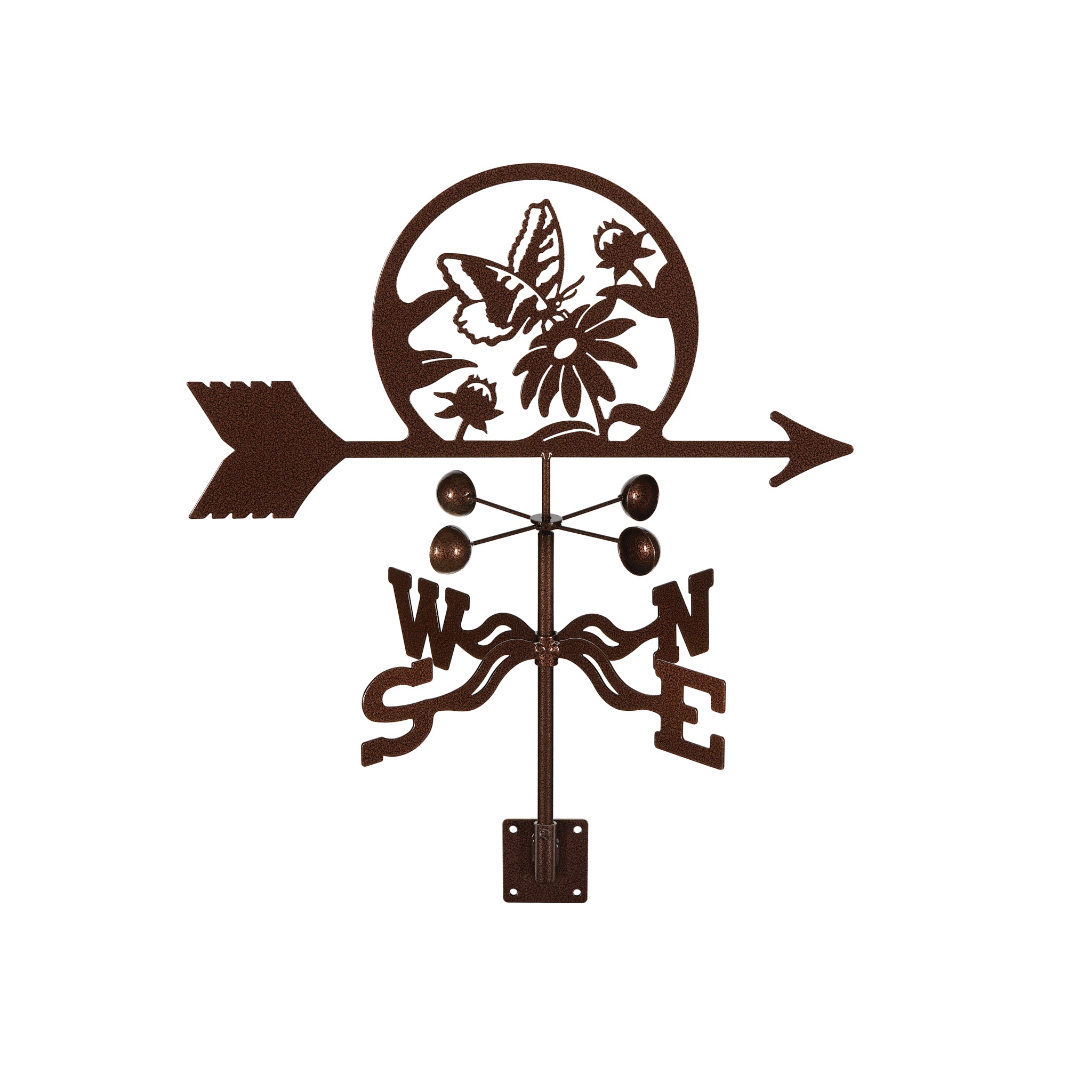Butterfly & Flowers Weathervane Post Mount