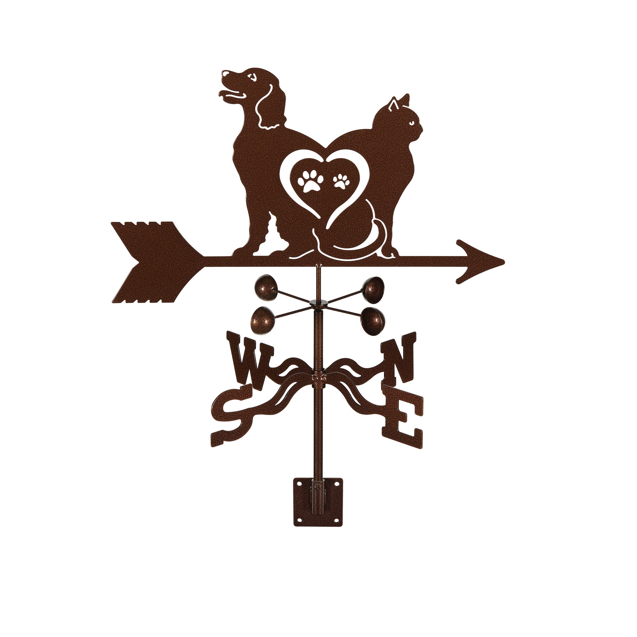 Cat and Dog (Love) Weathervane Post Mount