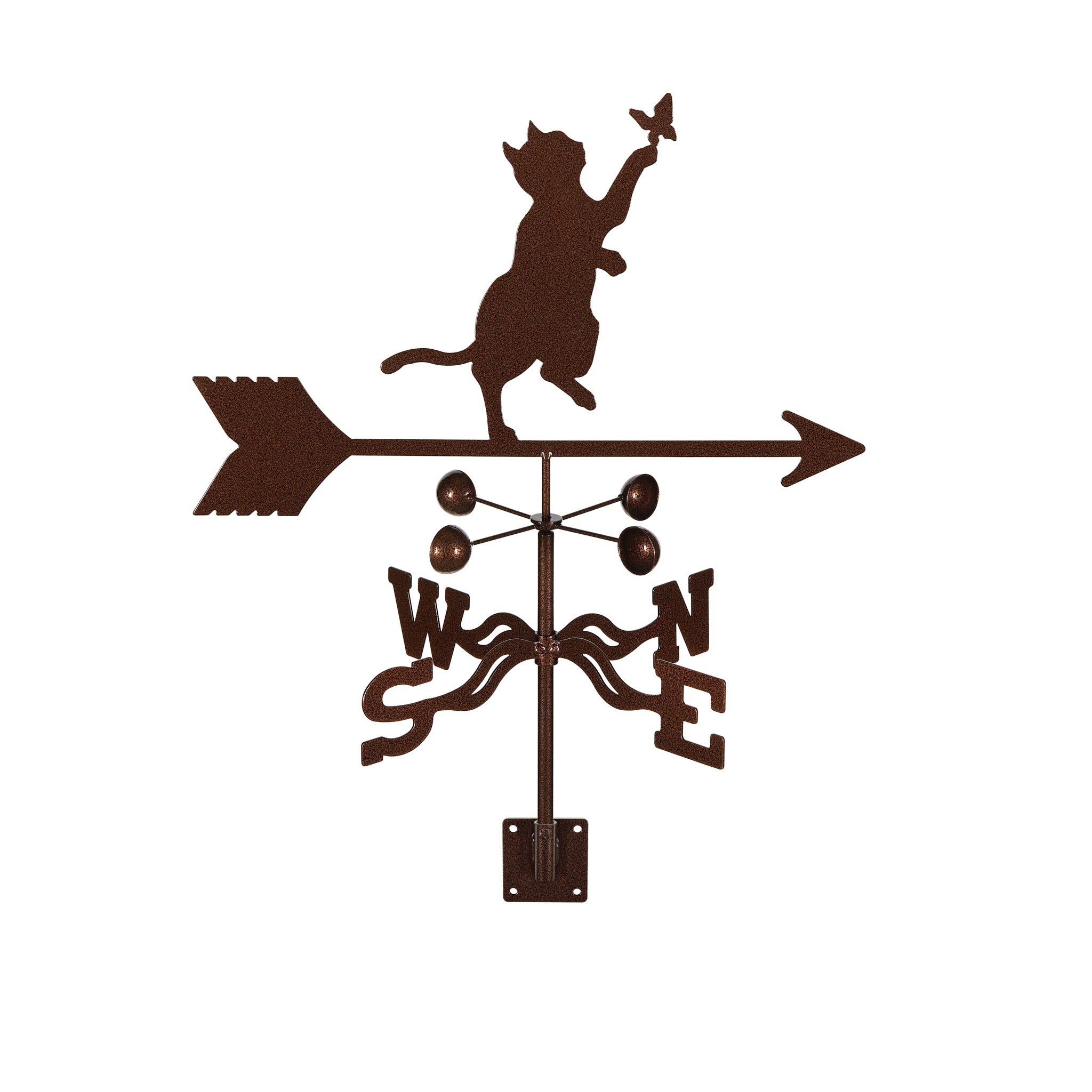 Cat & Butterfly Weathervane Post Mount