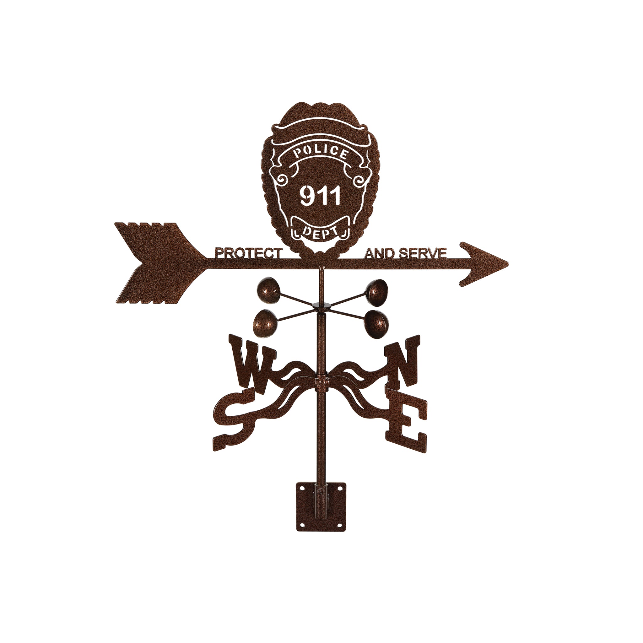 Police Badge Weathervane Post Mount