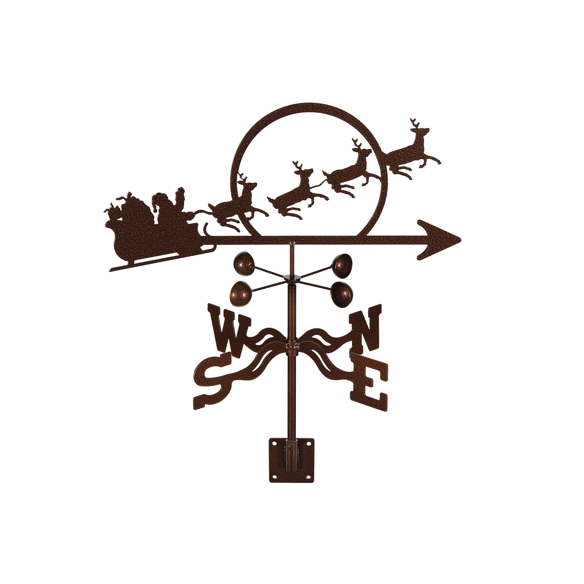 Santa With Sleigh Weathervane Post Mount