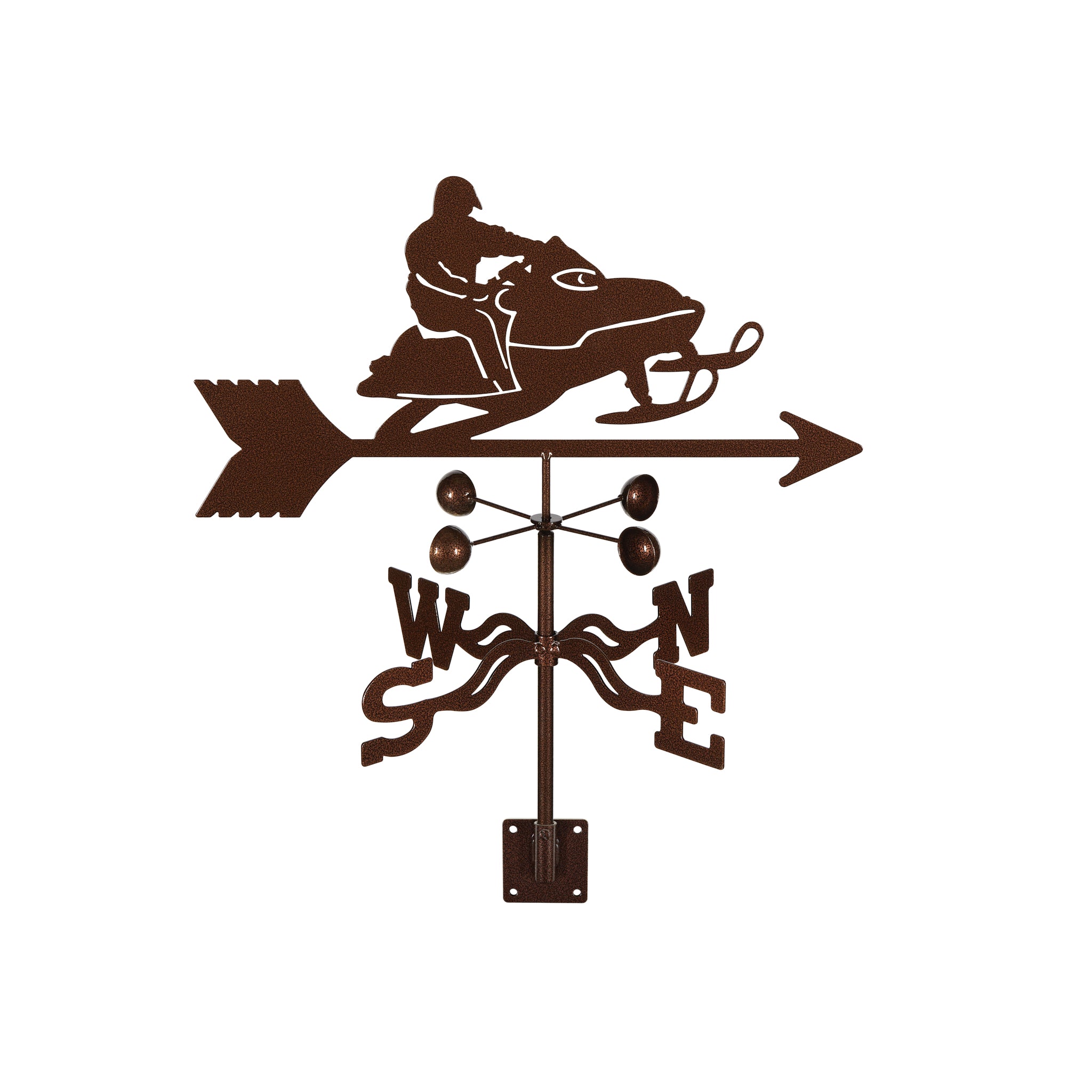 Snowmobile Weathervane Post Mount
